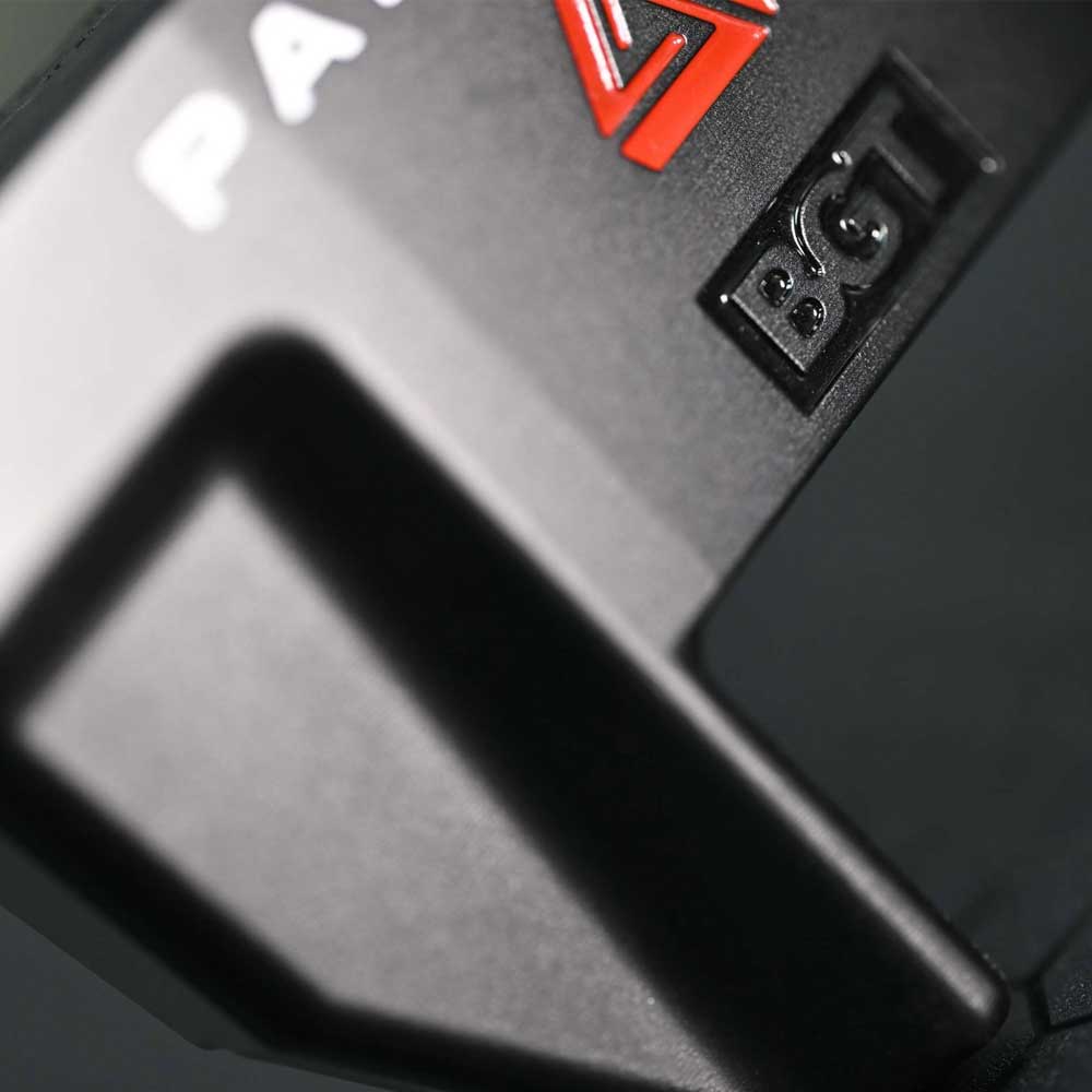 Close-up of a BGT Paradox Mallet Putter on electronic equipment with a brand logo.