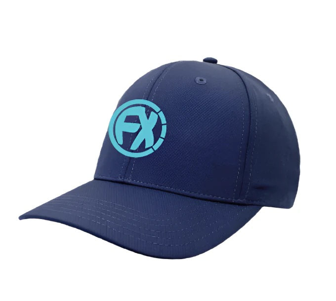 cap, fenix xcell logo., navy cap with light blue logo , light-weight, performance design, embroidered logo , stitch, headwear, cap, hat