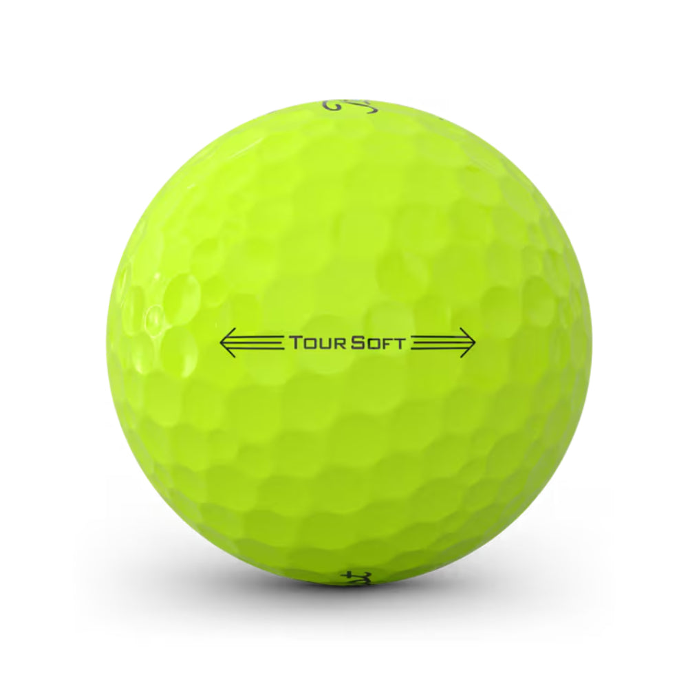 Titleist 2026 Tour Soft Yellow Golf Balls Side View