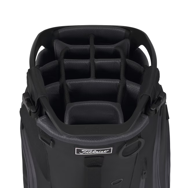 Titleist Hybrid 14 Stand Bag (Black/Graphite) Carry Handle and Divider View