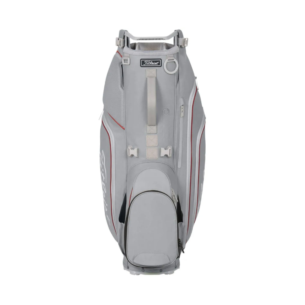Titleist Hybrid 14 Stand Bag (Cool Gray/Crimson/White) Handle and Pocket View