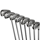 Set of golf clubs on a white background