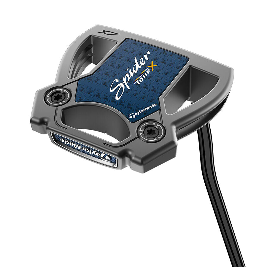 Golf putter with Spider X and TaylorMade logos on a white background