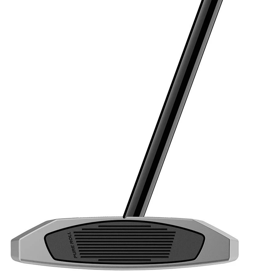 Golf putter with a black shaft on a white background
